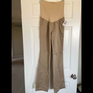 Khaki bootcut over the belly Maternity pants